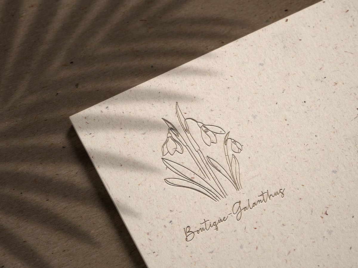 Boutique-Galanthus logo vist på brevpapir